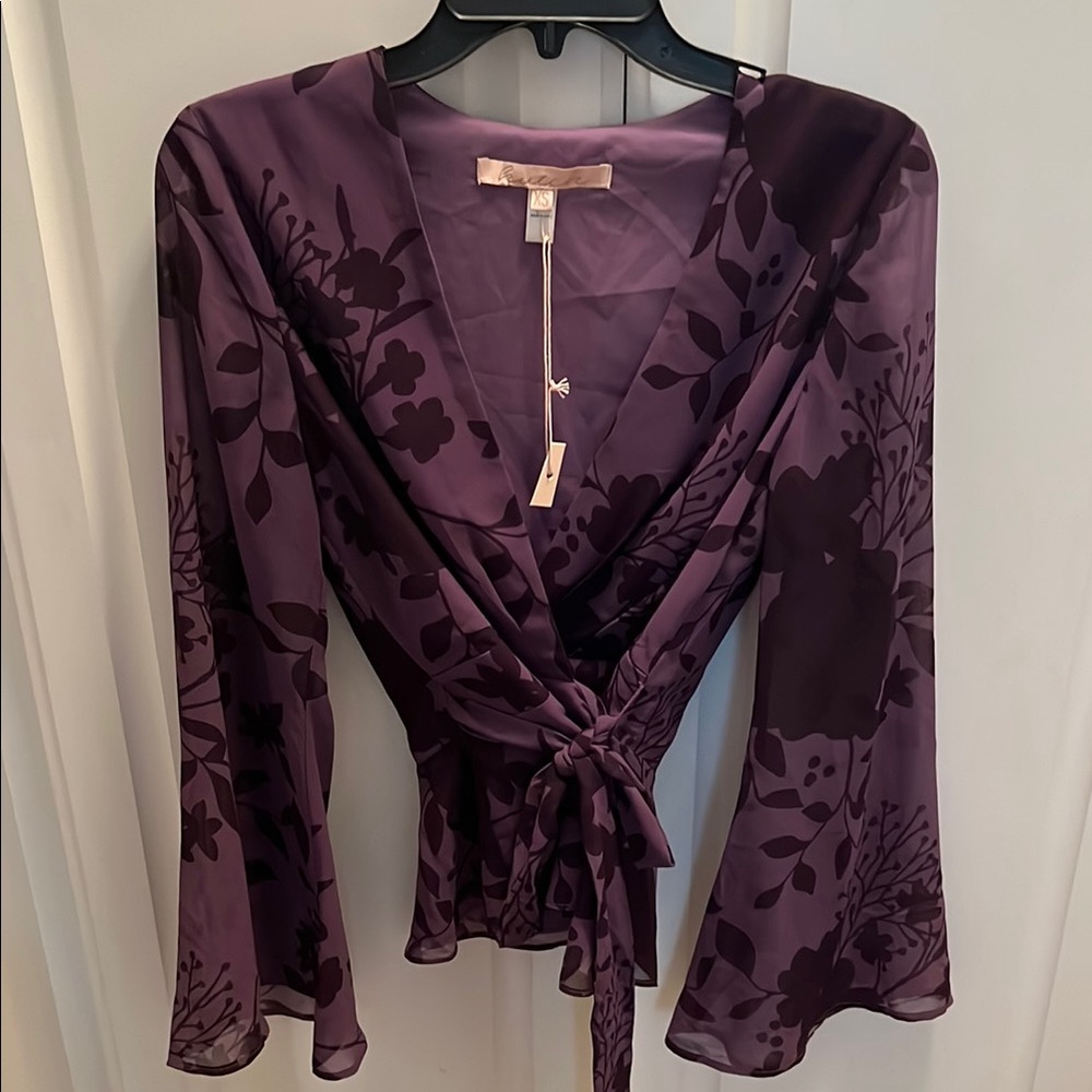 Hutch Purple Bell Sleeve Wrap Blouse